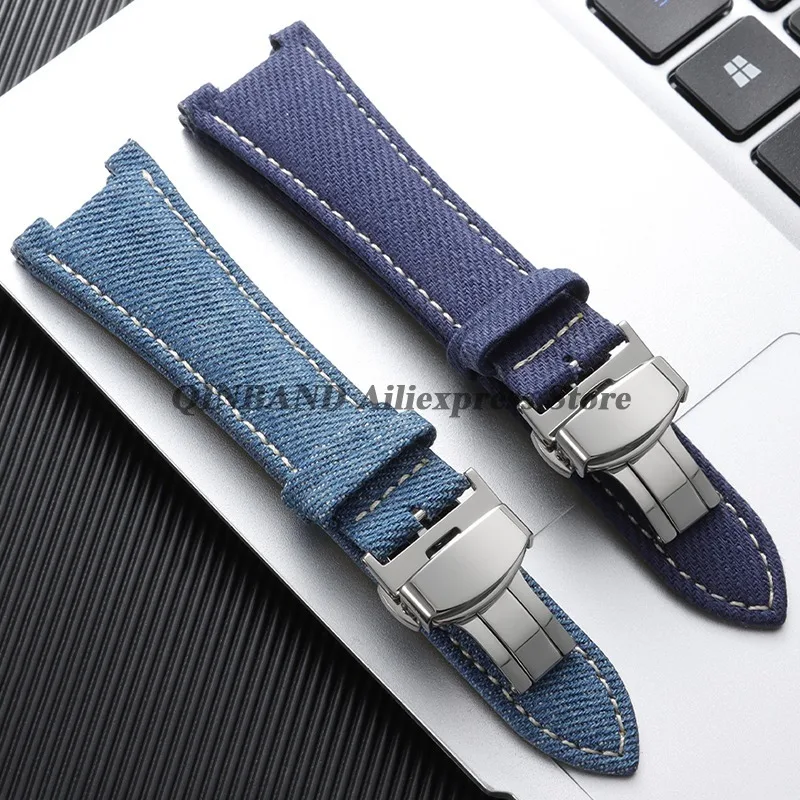 Nylon+Lederarmband für Patek Philippe Butterfly-Schnallenband für Nautilus 5711/5712/5726/5980 25*13mm Armband mit konkaver Schnittstelle