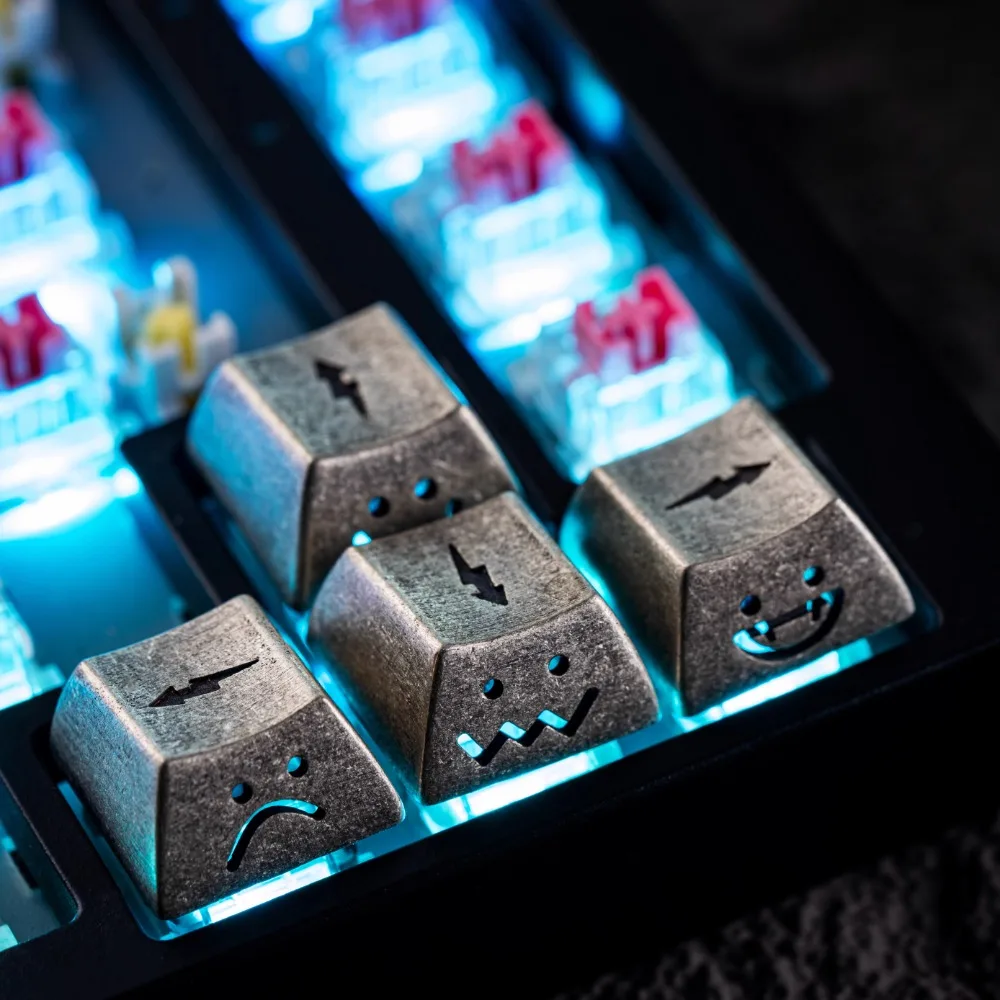 ECHOME Brass Artisan Keycap Custom Old Lightning Translucent Arrow Key Cherry Profile Gaming KeyCap for Mechanical Keyboard