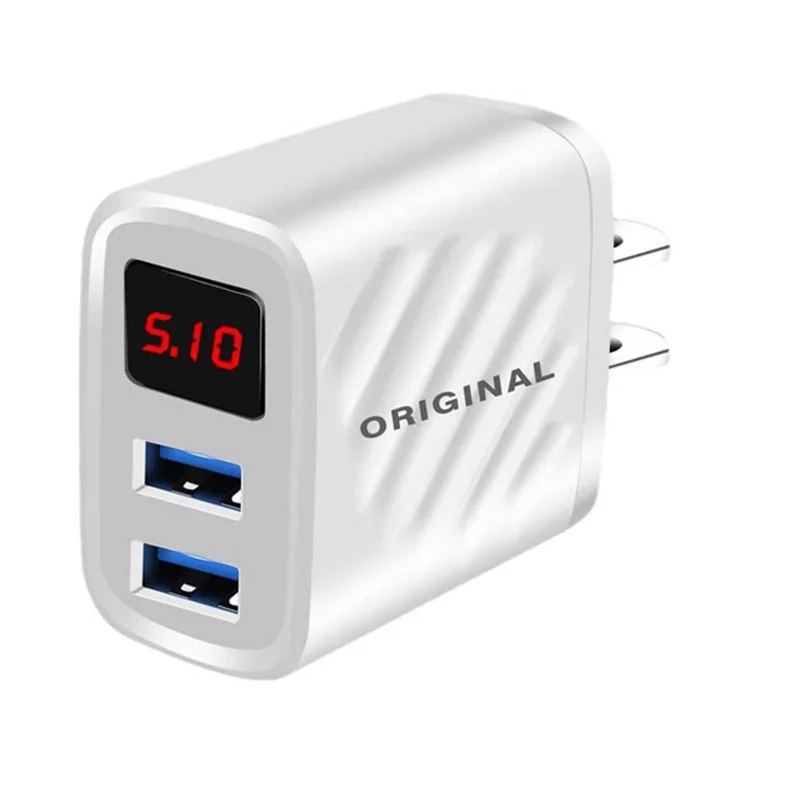 18W Dual USB Charger Fast Charging Phone Charger Adapter For IPhone Xiaomi Quick Charge LED Digital Display Wall Charger