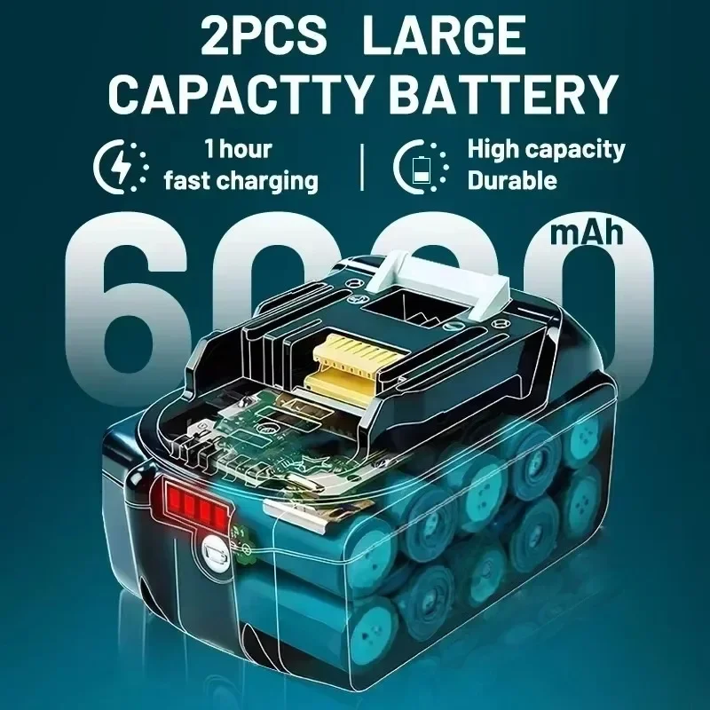 الأصلي لماكيتا بطارية 18 فولت 6.0Ah ليثيوم أيون BL1860B BL1850 🔋 أداء وقت التشغيل المزدوج للأدوات الكهربائية والمعدات الخارجية