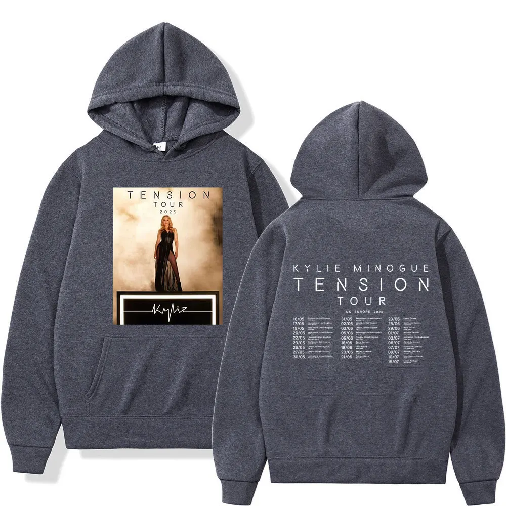 Sänger Kylie Minogue Tension World Tour 2025, bedruckter Kapuzenpullover für Herren und Damen, hochwertiger Pullover, langärmelig, übergroßes, lockeres Sweatshirt
