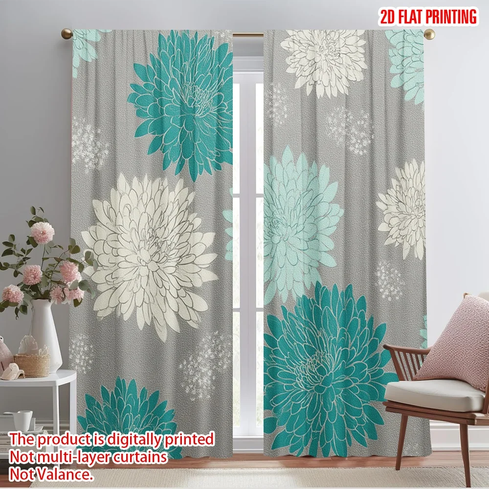 

2pcs 2D flat printing Window Drapes Floral Harmony(6) 100% Polyester Without Electricity 0 for gold wall decor