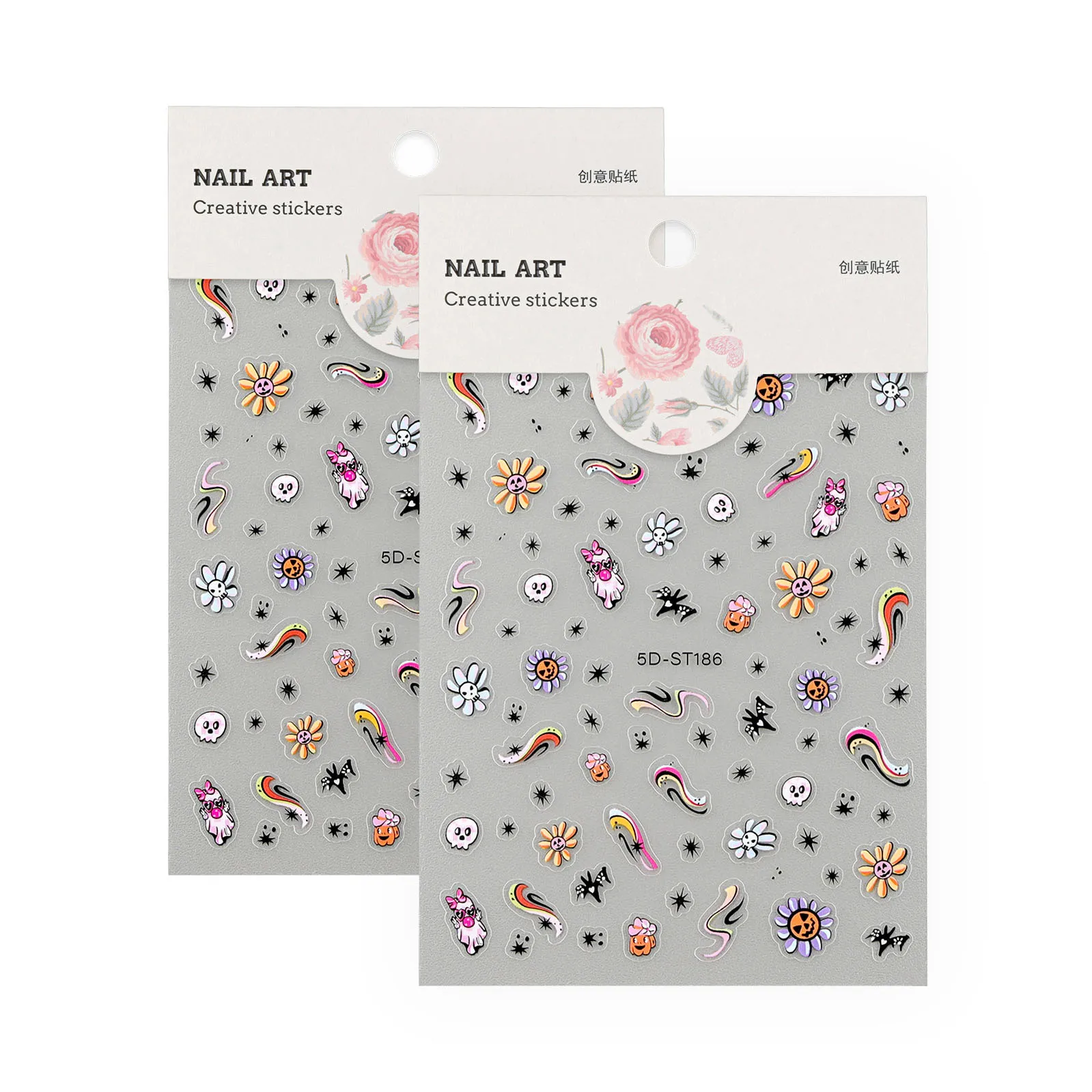 ملصقات منقوشة خماسية الأبعاد - عباد الشمس الأصفر، البوم الوردي والأرجواني، خطوط الأفعى والغربان السوداء |   للأظافر والهواتف ومستحضرات التجميل #4