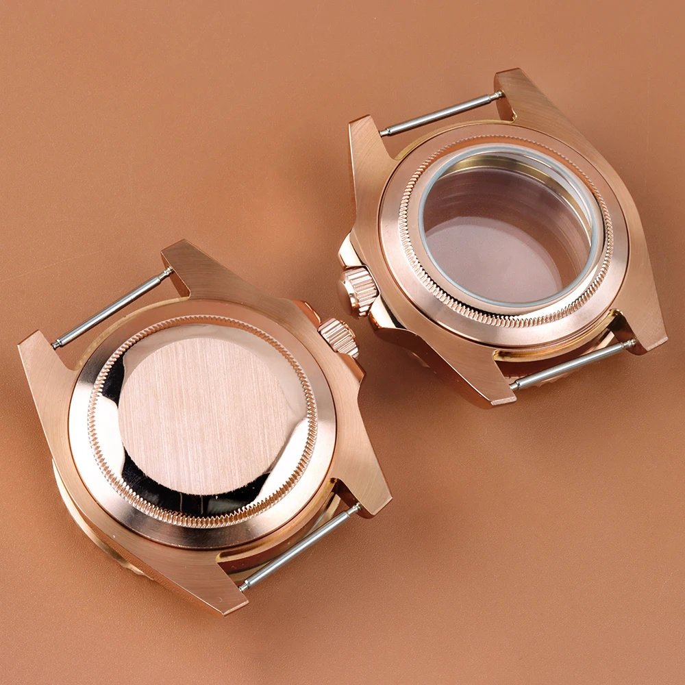 ローズゴールド/ゴールド 40mm ケース ヨットマスター SUB GMT セイコー NH34 NH35 NH36 NH38 ムーブメント サファイアガラス 防水時計ケース