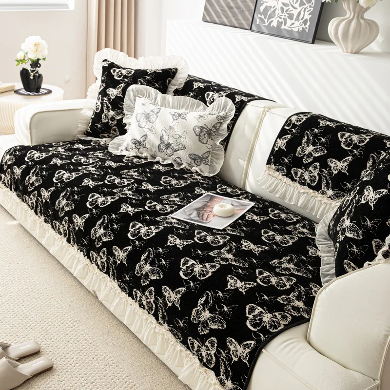 Chenille Sofa Cover Non-slip Dust-proof Soft Couch Towel Bohemian Style Armchair Protector L Shaped Seat Cushion Fundas De Sofá