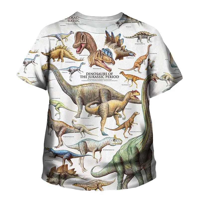 New Reptile Dinosaurs Printed T Shirt Men Women Casual Loose Short Sleeve Summer Fashion Black Tshirts Personality Kid Tees Tops