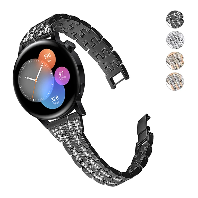สร้อยข้อมือโลหะ20มม. สำหรับนาฬิกา Huawei GT 3 42มม. สายสแตนเลสสตีลสำหรับนาฬิกา Huawei GT 3 PRO 43มม. /gt 2 42มม. สายนาฬิกาเพชร