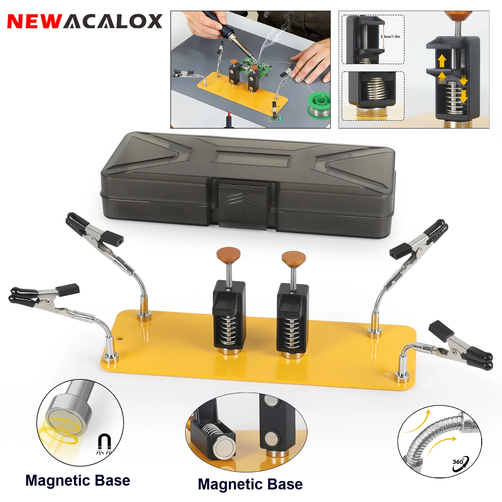 Helping Hands Soldering Tool 2 Way Magnetic PCB Holder Clamps Solder Third Hand Tool for Electronics, PCB Repair and DIY, Craft