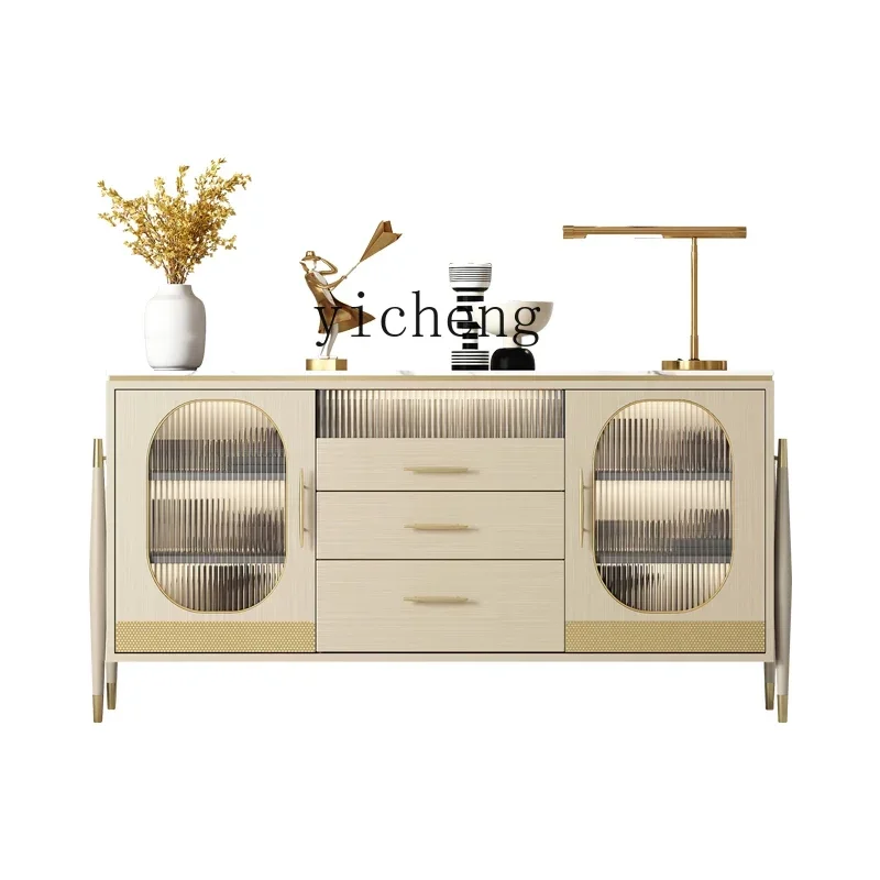 

dining side cabinet modern simple household marble solid wood glass storage entrance cabinet