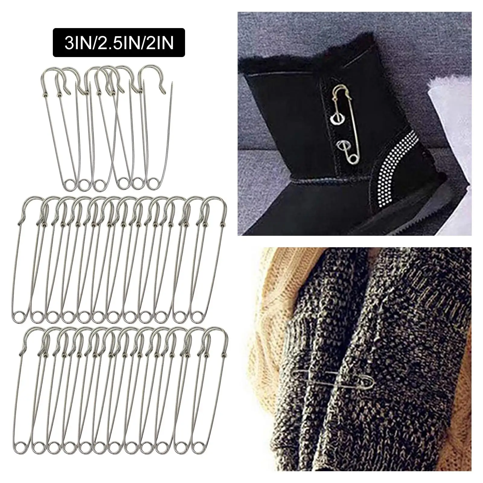 

30Pcs Large Steel Pins Heavy Duty Sturdy for Skirts Blankets Kilts