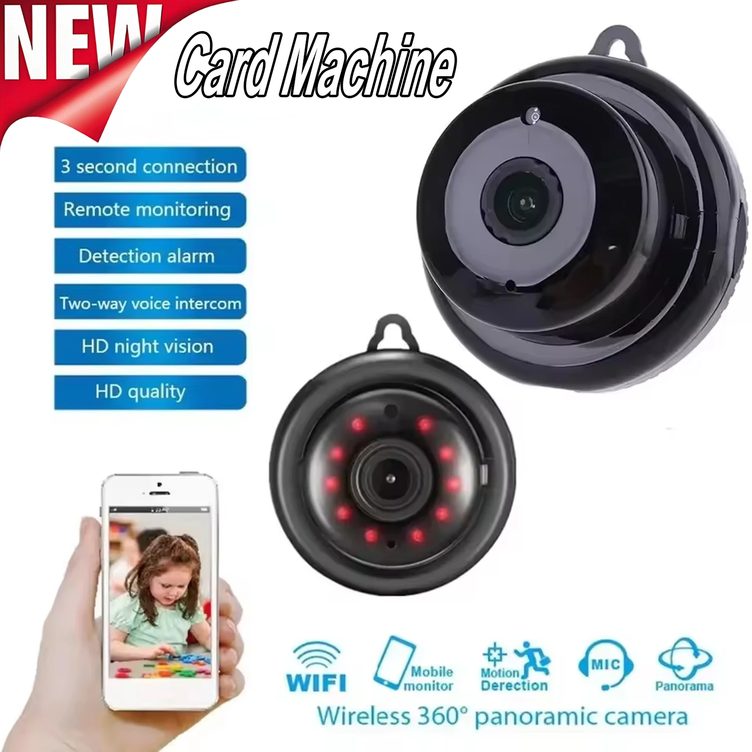 

Мини Wi-Fi IP-камера HD 1080P Беспроводная камера ночного видения Двусторонний аудиомонитор Портативная видеокамера Камера наблюдения