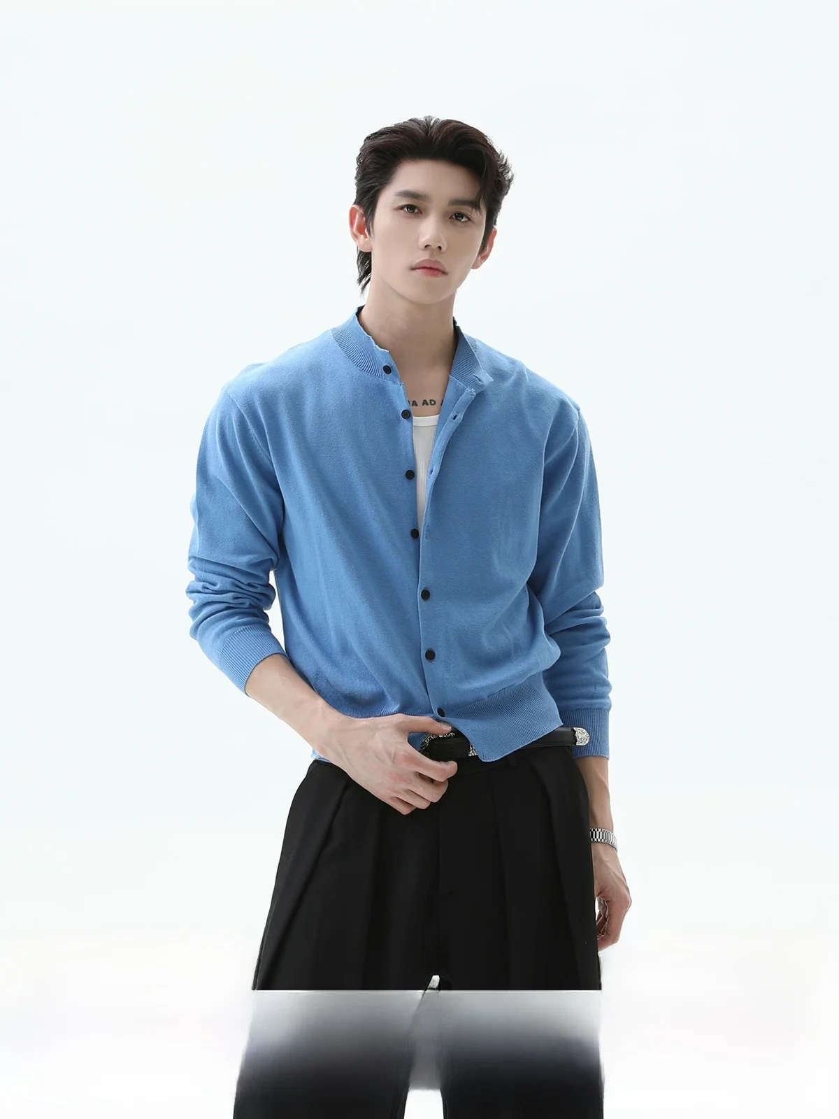 Elegant Short Fit Knitted Sweater Long Sleeve Open Cardigan Cleanfit Men's Casual Cotton Shirt Youth Popular All Seasons