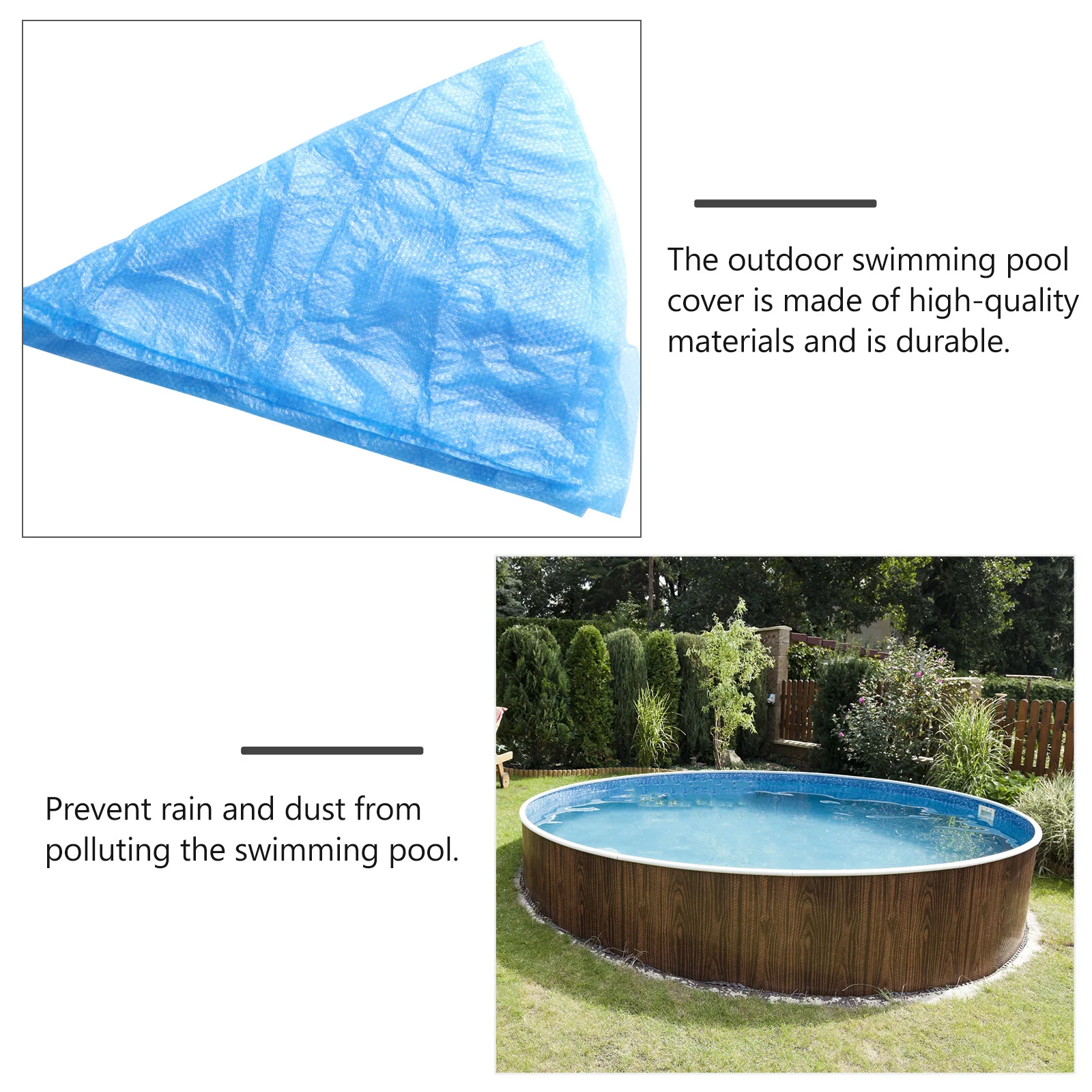 غطاء حمام السباحة، مادة متينة للحفاظ على الحرارة، تصميم قابل للطي، تخزين سهل، يقلل من التبخر، يحافظ على تنظيف الماء