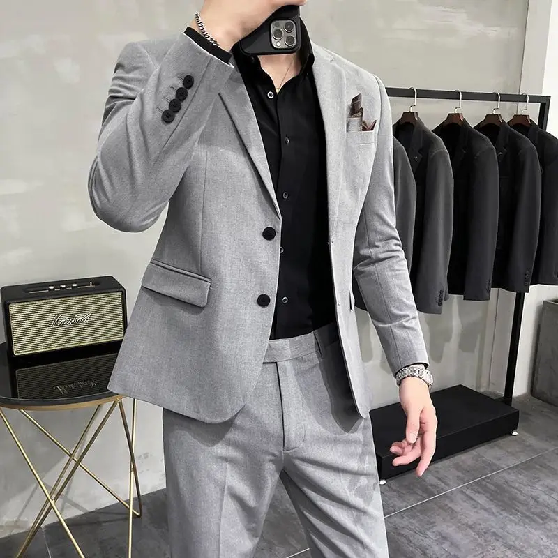 

Slim Fit Busin Suit Wedding omsmen Suits Men's Formal Wear Polyester Blend Stand Fit Tailored Ensemble for Work And ...