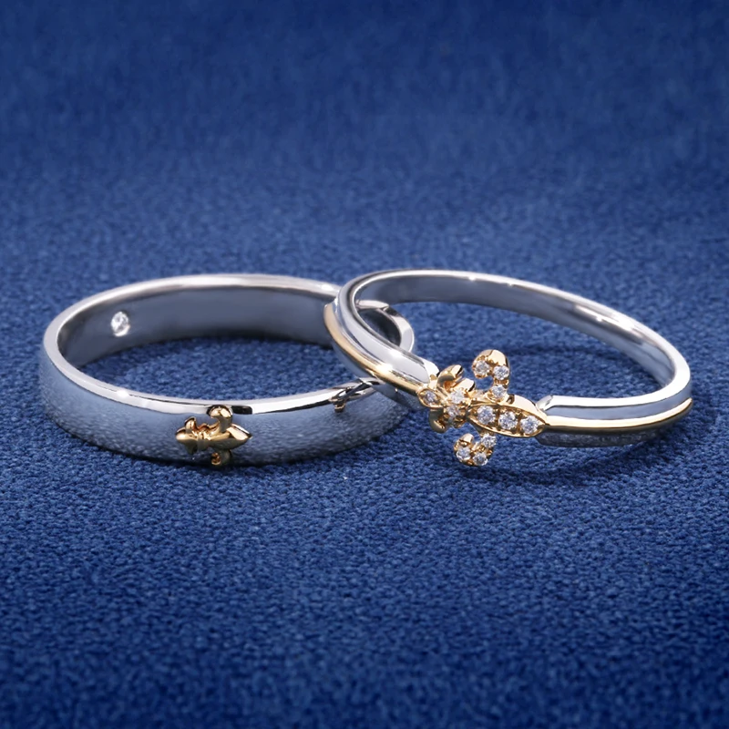 

Custom Designer Handcrafted Iris Kiss Platinum PT950 & 18K Gold Men's Women's Engagement Couple Rings for Wedding Proposal Gift