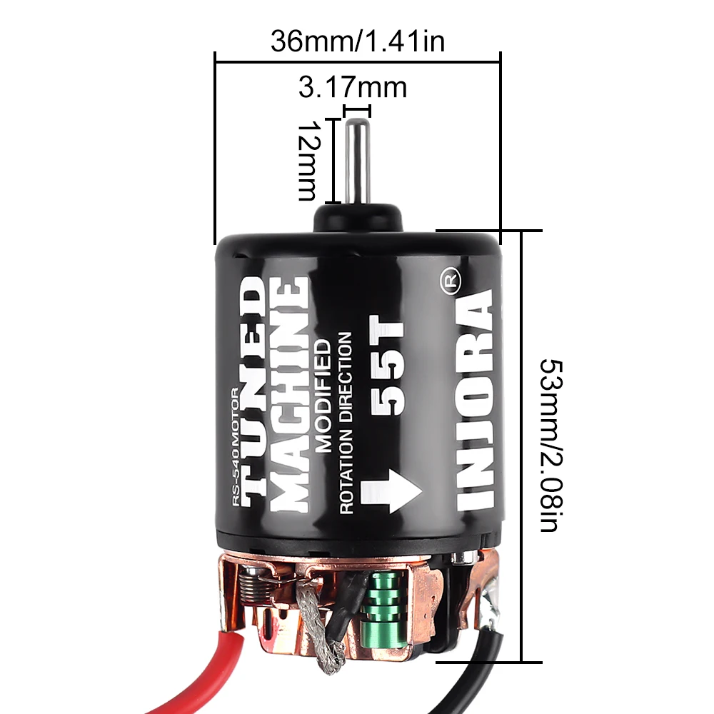 INJORA RC Car 35/45/55T Brushed Motor Waterproof ESC Speed Controller for 1:10 RC Crawler SCX10 AXI03007 90046 TRX4 D90