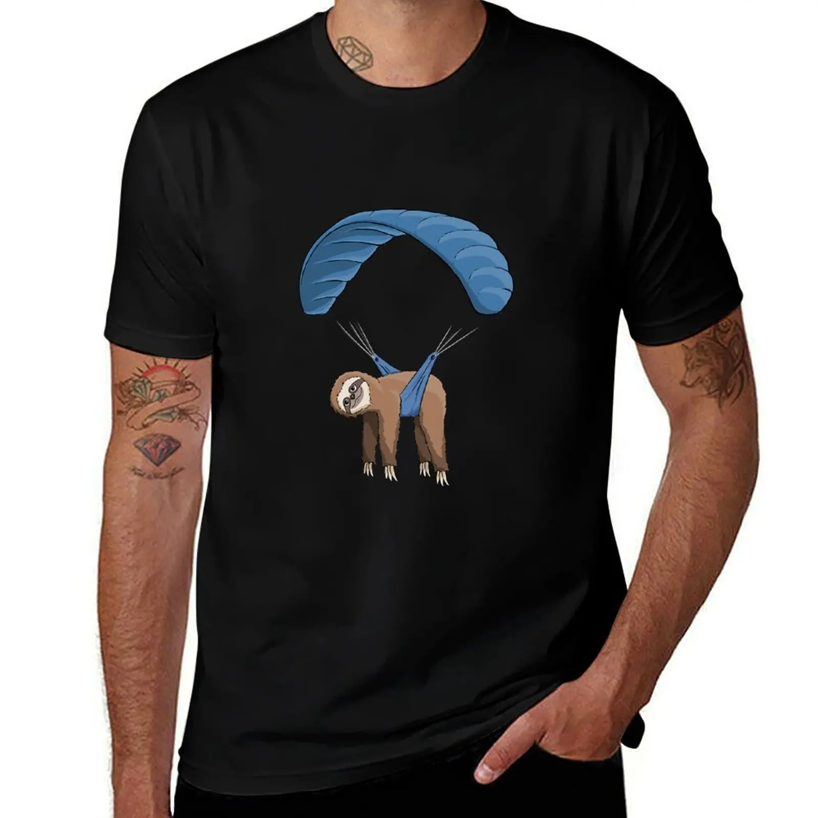 Paragliding Flying Sloth Skydiving T-Shirt quick drying customs design your own aesthetic clothes t shirt men