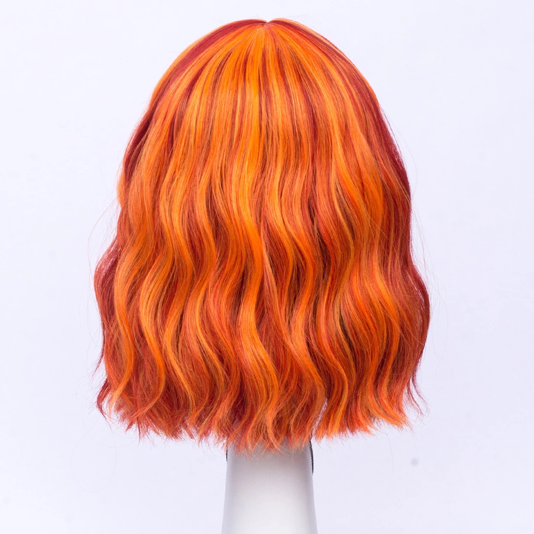 MSIWIGS 짧은 웨이브 옴브레 오렌지 합성 가발(여성용 앞머리 포함) 할로윈 코스프레 및 캐주얼 글램 룩을 위한 내열성