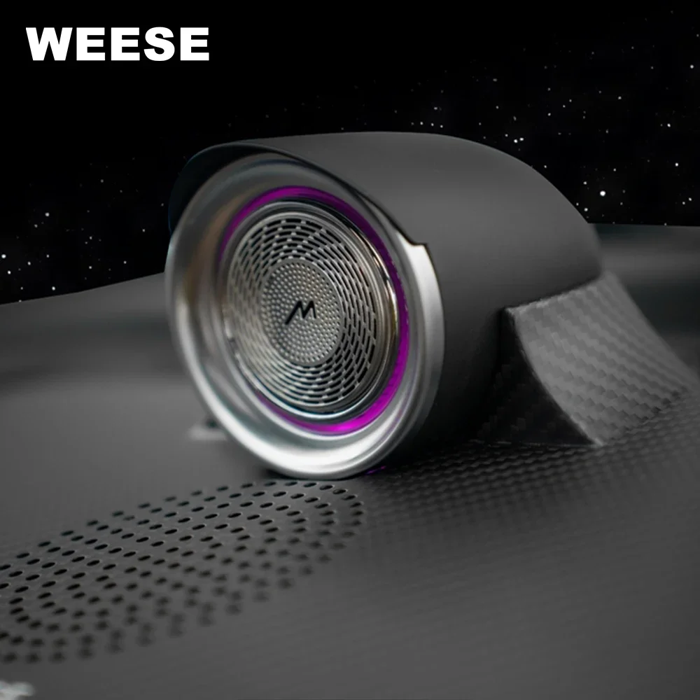 New style WEESE Dry Carbon Fiber Center Speaker With Rotating Ambient Light, Premium Audio Upgrade For Land Rover Defender 90/11