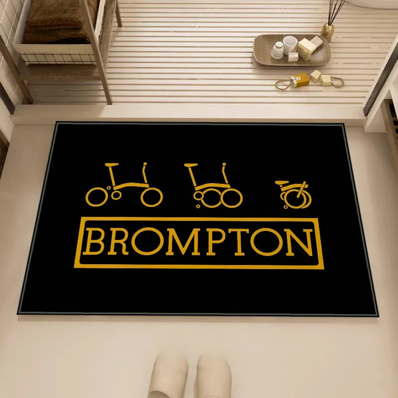 AliExpress VIKAMA Black Gold Brompton Folding Bike Doormat Non-Slip Wear-Resistant Home Entrance Decorative Foot Mat Home Decor