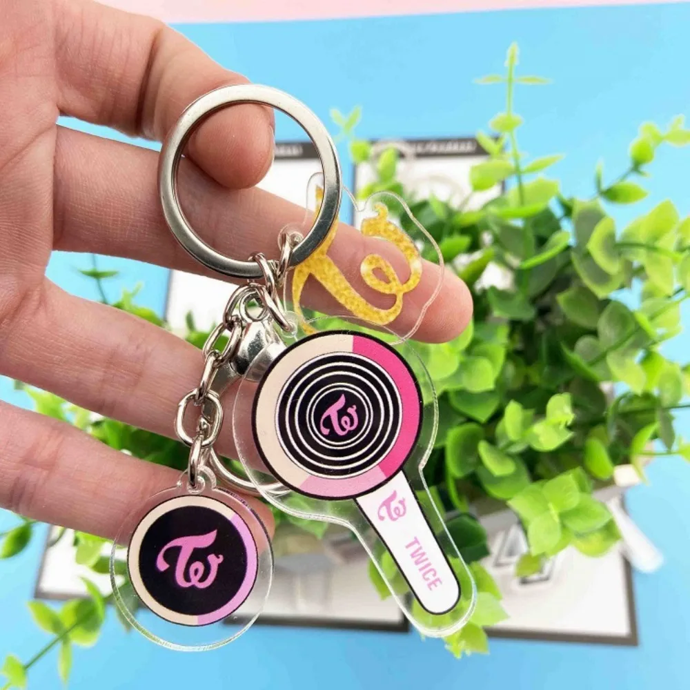 3pcs Kpop TWICE MAMAMOO Super Junior Lightstick Keychain Keyring Acrylic Pendant IDOL Bag Accessory