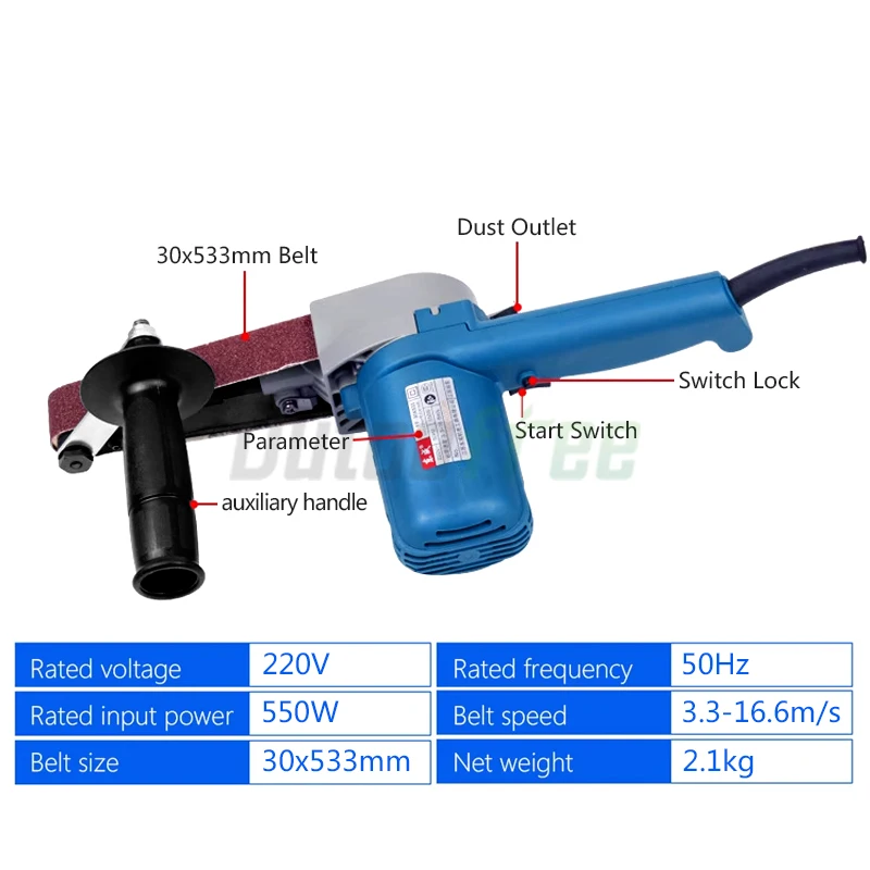 220 فولت 550 واط لتقوم بها بنفسك ساندر حزام ساندر الصنفرة 6 سرعة ساندر المحمولة حزام تلميع أدوات كهربائية مع 10 قطعة 30*533 مللي متر حزام