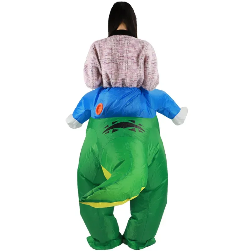 Halloween Dinosaur Inflatable Suit Ride Funny Little Dinosaur Ride Props Big Head Curved Tail Dragon Inflatable Suit