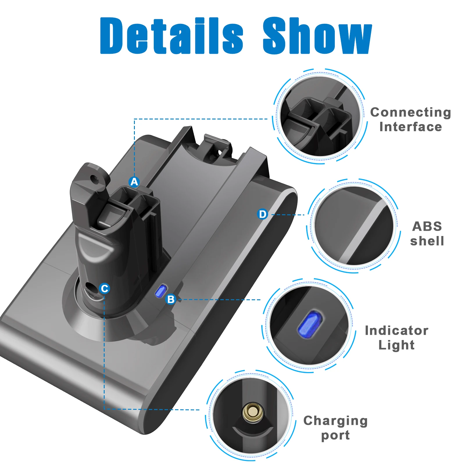 21.6V 6000mAh Battery for Dyson V6 DC62 DC59 DC61 DC58 DC72 DC74 Handheld Vacuum Cleaner Replacement Battery