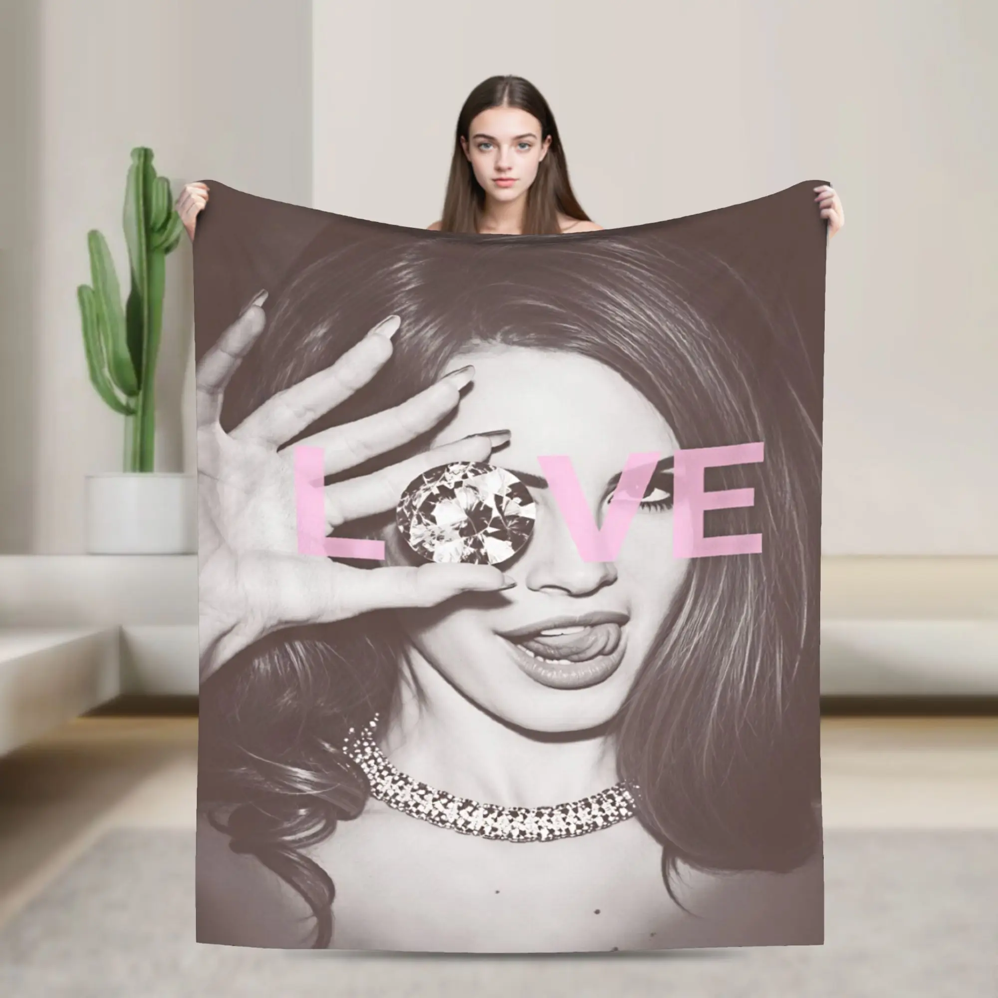 Warm Soft Blanket Child Decorative Hot Singer Lana Del Rey Throw Blanket Flannel Bedspread For Couch Chair Sofa Bed Cover