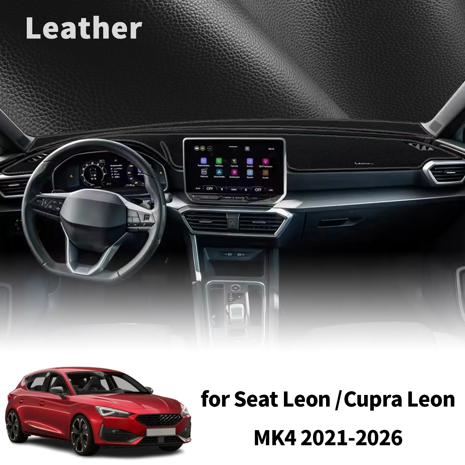 for Seat Leon 2021 2022 2023-2026 Cupra Leon MK4 Car Dashmat Dashboard Cover Pad DashMat Sunshade Protective Carpet Accessories
