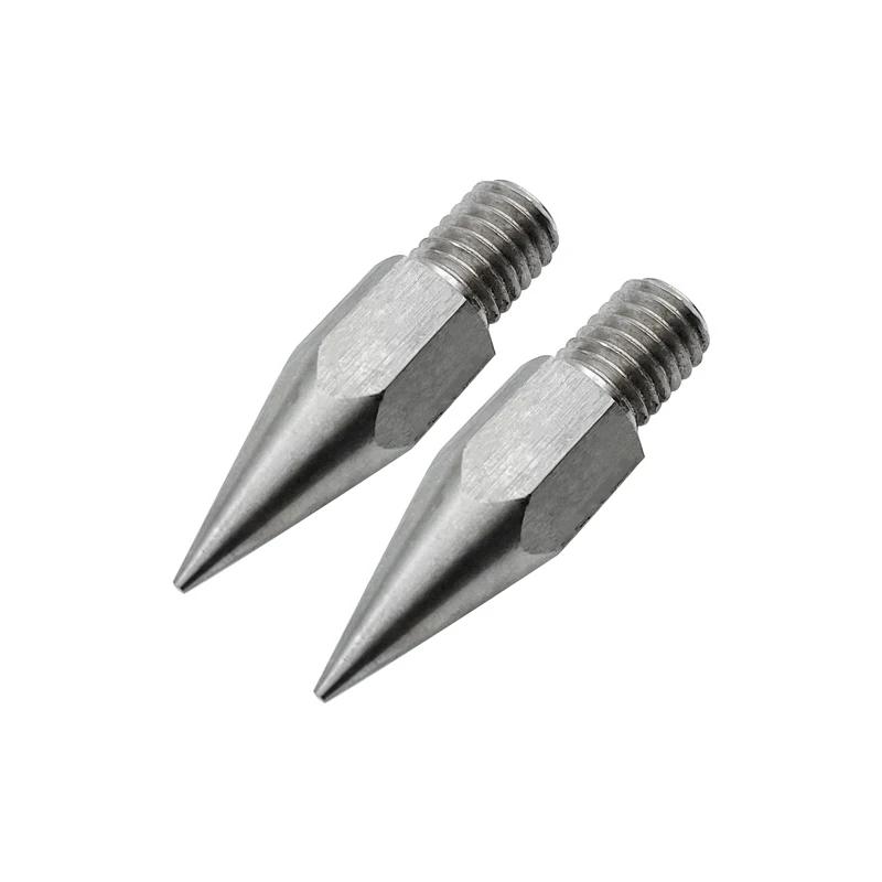 2 قطعة M10 GPS القطب تلميح شارب نقطة الفولاذ المقاوم للصدأ استبدال تلميح قطر 9.7 مللي متر المسح المنشور القطب قضيب نقطة طول 33 مللي متر
