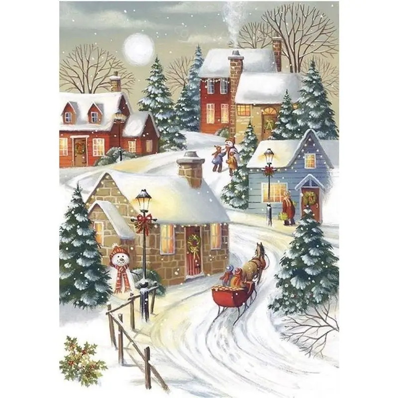 

GATYZTORY Diy Painting By Numbers Christmas Landscape Coloring By Numbers Handpainted Acrylic Canvas Paint Diy Arts Gift