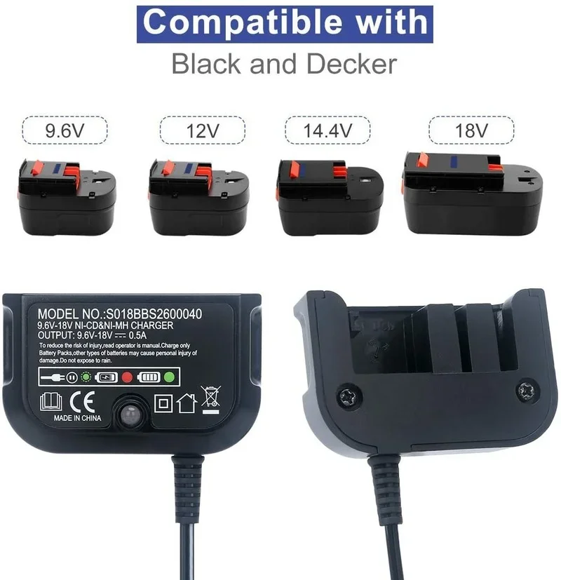 Replacement Charger For Black & Decker 9.6V-18V A12 A12-X HPB18 HPB14 HPB12 HPB96 HPB18-OPE NI-CD NI-MH battery Charger