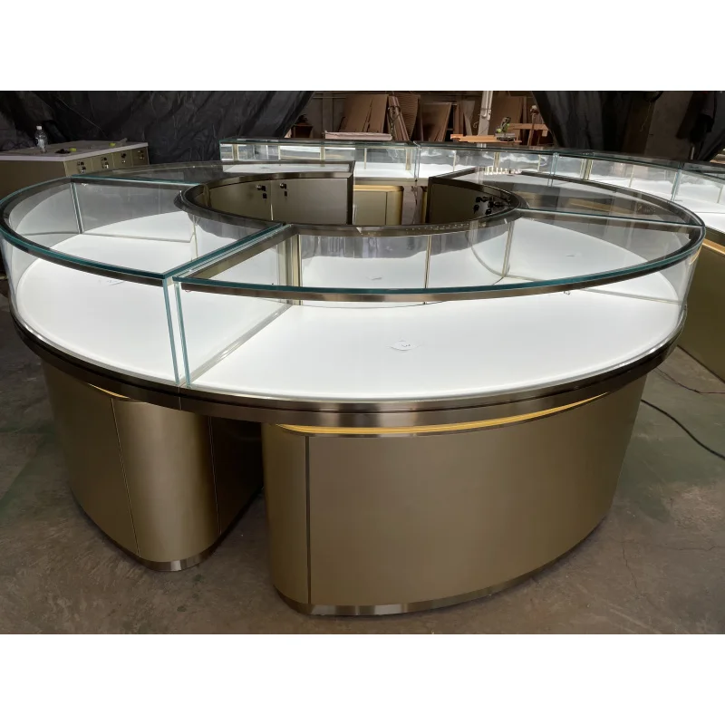 custom.Factory Jewelry Shop Interior Design Store Display Shelf Vitrine Glass Showcase Sale