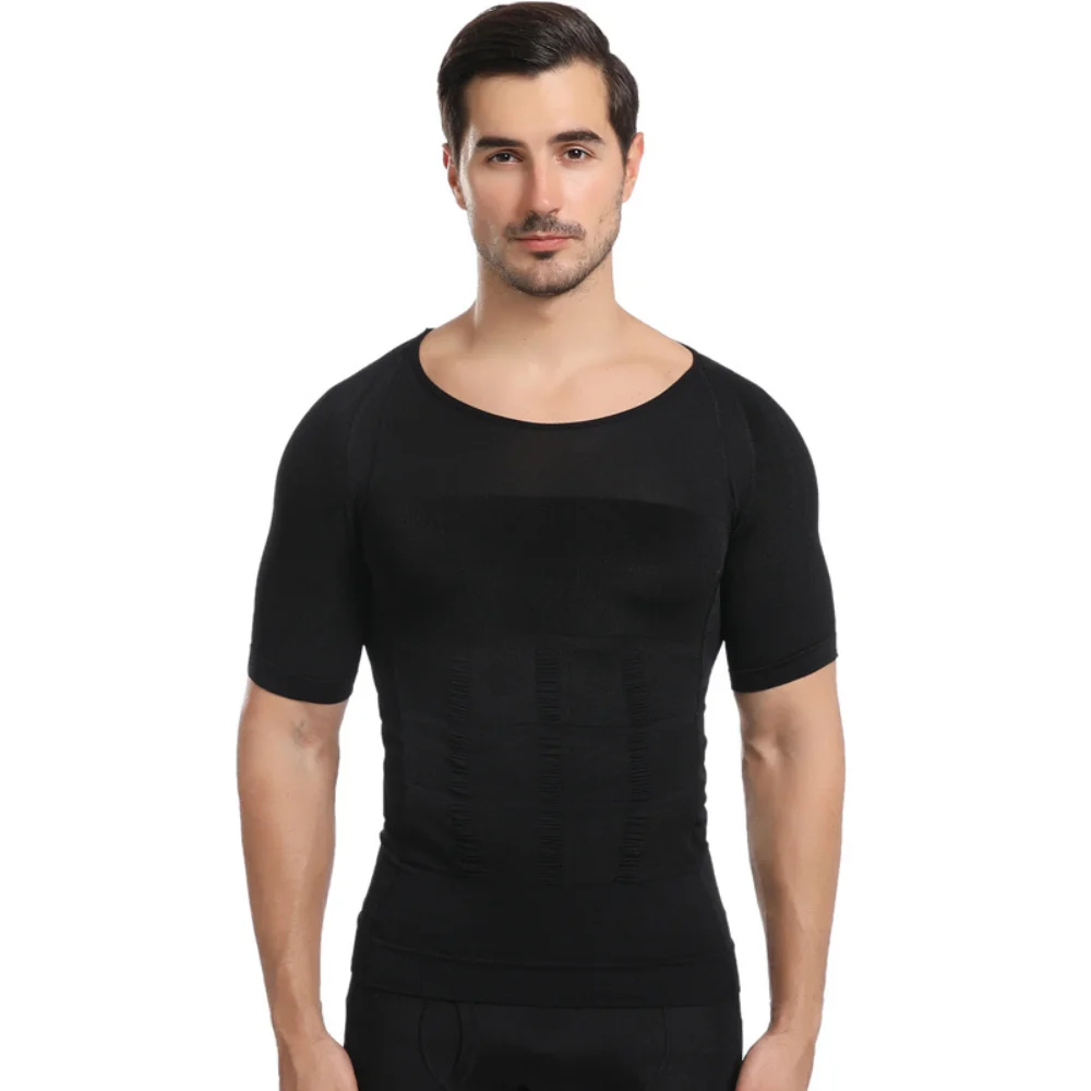 رجل التخسيس الجسم المشكل ضغط قميص البطن السيطرة على ملابس داخلية التثدي قميص #3