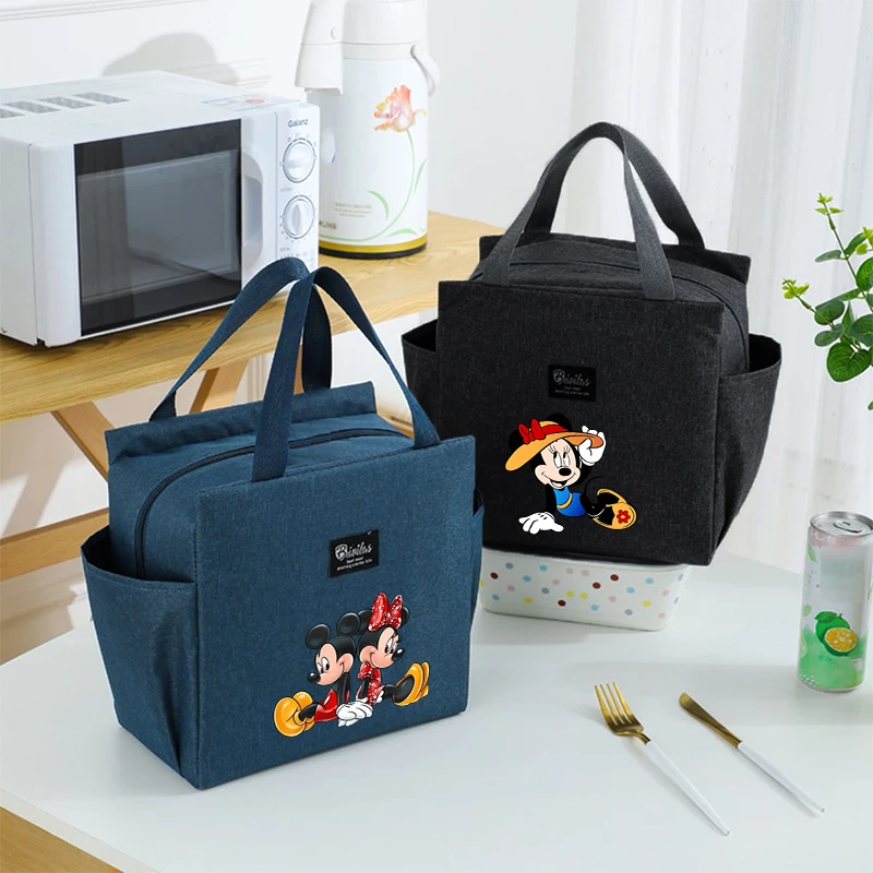 Disney Mickey Minnie Mouse Insulated Lunch Bag Aluminum Foil Meal Pack Student Portable Food Storage Thermal Box Large Capacity