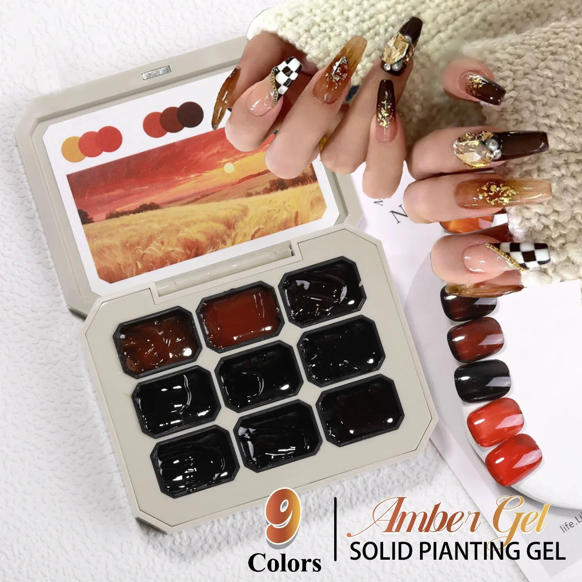 1pc Solid Amber Patting Gel Colored Glaze Gel Maillard Brown Soak off UV&LED Nail Polish Gel creation Autumn Winter DIY INS Y2K