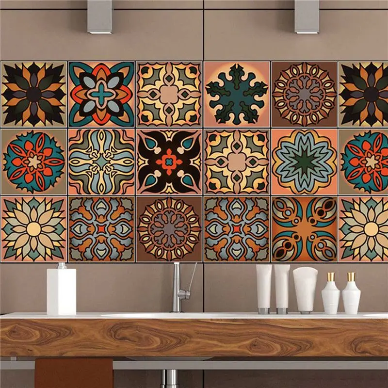 B62B-80 Pcs 3D Multi Moroccan Self-Adhesive Bathroom Kitchen Wall Stair Tile Sticker