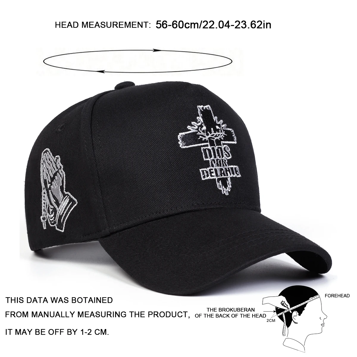 Unisex DIOS POR DELANTE Cross Embroidery Baseball Caps Spring Autumn Outdoor Adjustable Casual Hats Sunscreen Hat Sports Cap