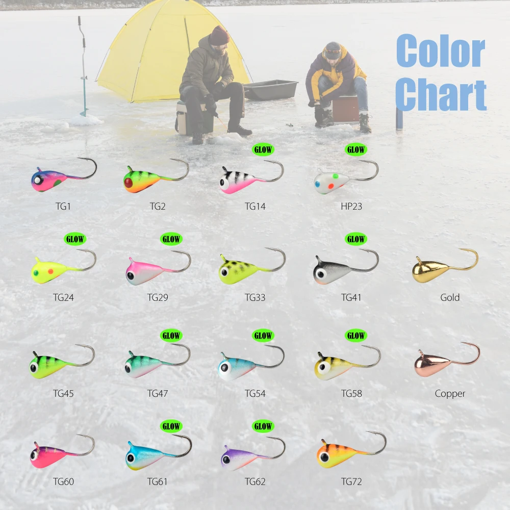 Elite TG 5pcs Tungsten Ice Fishing Jig,2.7mm-6.0mm Tear Drop Hayabusa Hook Winter Pike Carp Panfish Soft Lure Bait Tackel