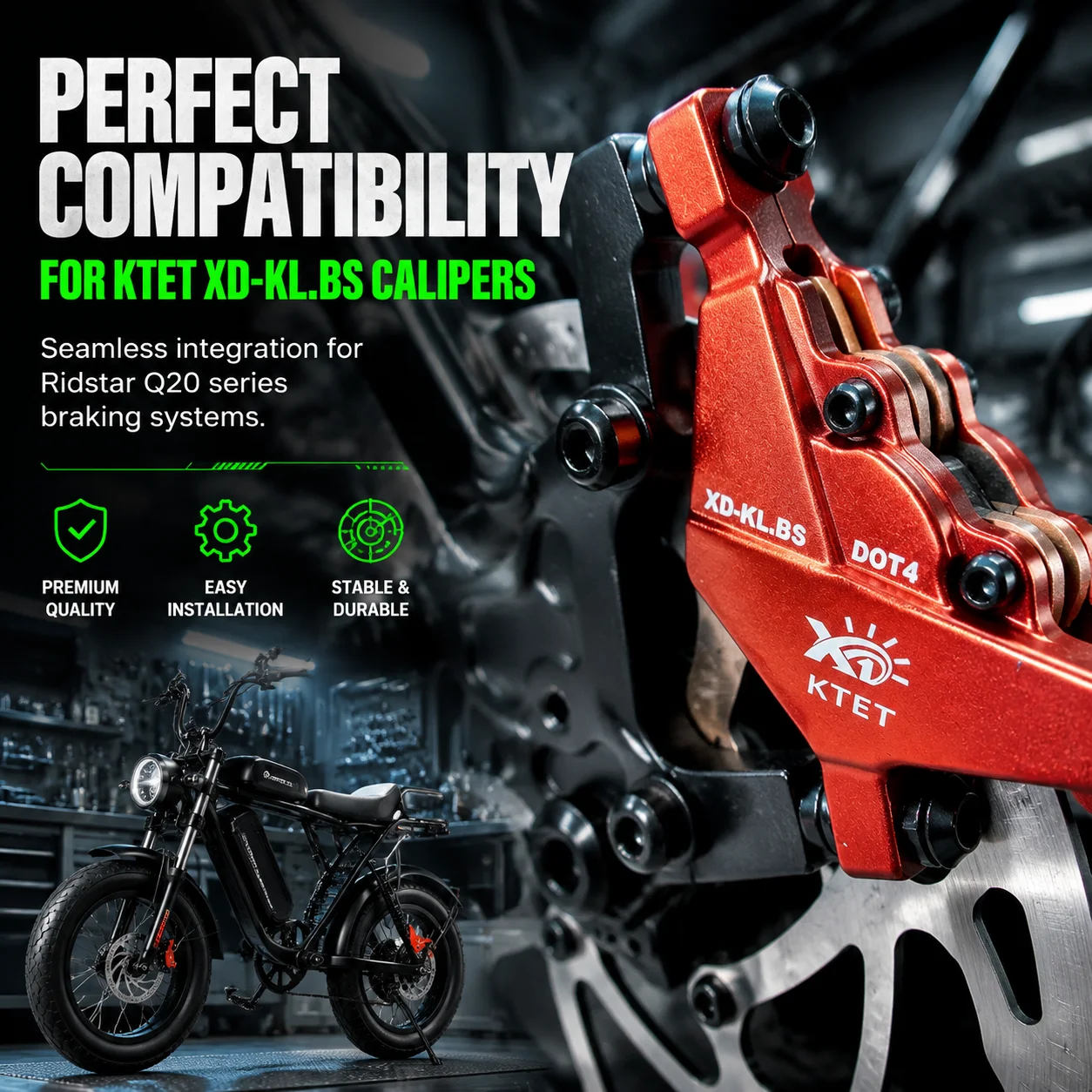 Ridstar Q20 Brake Pads Semi-Metallic Strong Grip for Q20 Pro H26 Pro YVY K20 Pro C20 Max KTET