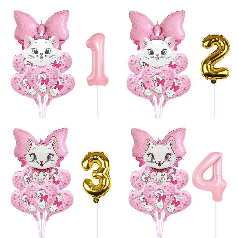 Globo de aluminio con tema de gato Marie, suministros para fiesta de cumpleaños para niñas, decoración para Baby Shower, globo para bebé, juguete para regalo