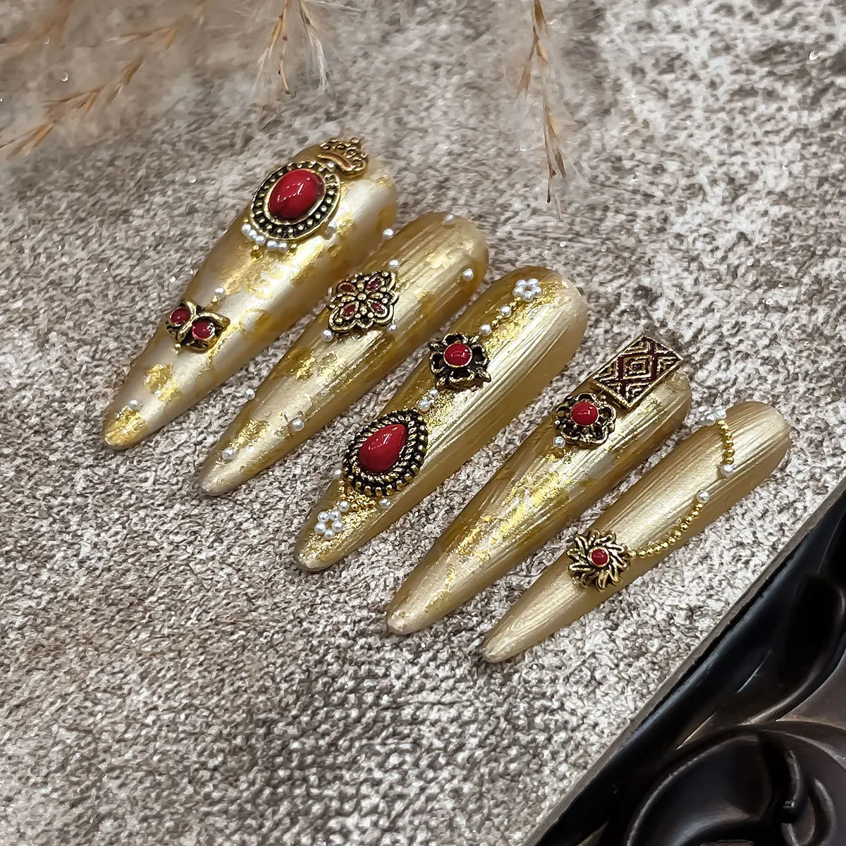 Breloques rétro, accessoires de bijoux, couronne de hibou bohème Vintage, gouttelette d'eau, décoration Nail Art en métal, strass, partie Turquoise