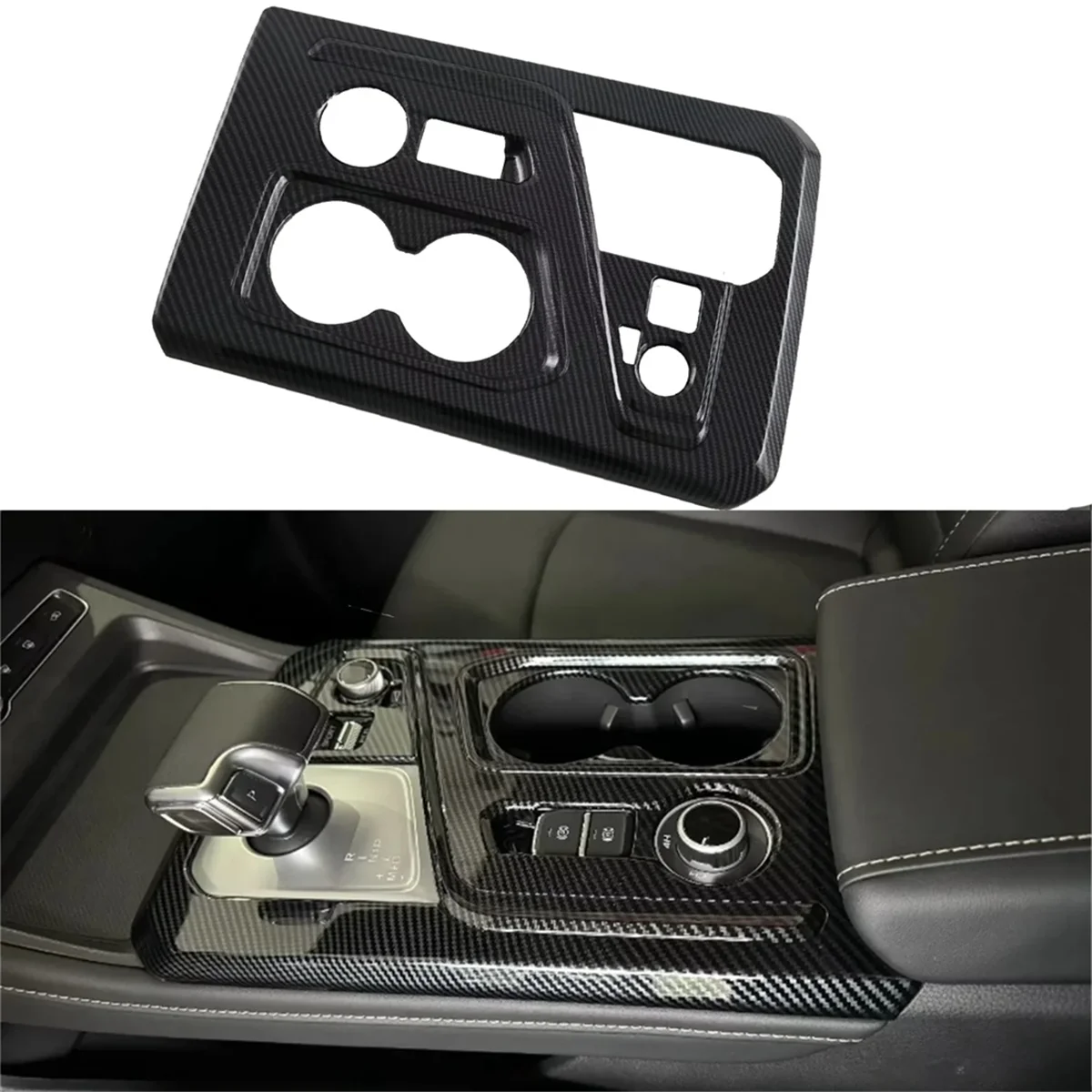 For D-MAX 2023 2024 LHD ABS Carbon Fiber Gear Shift Panel Cover Frame Trim Car Interior Accessories