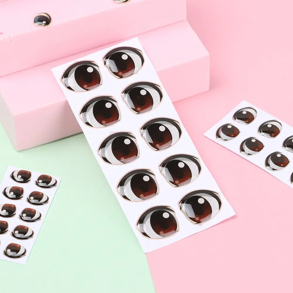 10 Pair Cartoon Crystal Eyes Stickers For Boy Girl Doll Eyes Accessories Anime Figurine Doll Face Organ Paster Eye Chips Paper