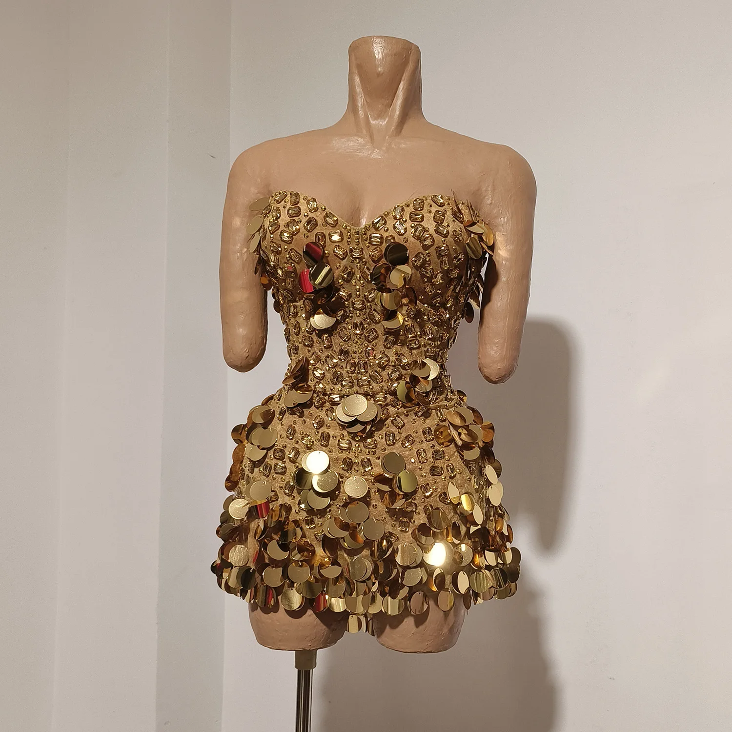 Unique Hot Girl Style Blingbling Sparkling Sequin Rhinestone Dress Bar Nightclub Photo Shoot Stage Performance DS Dance Dress