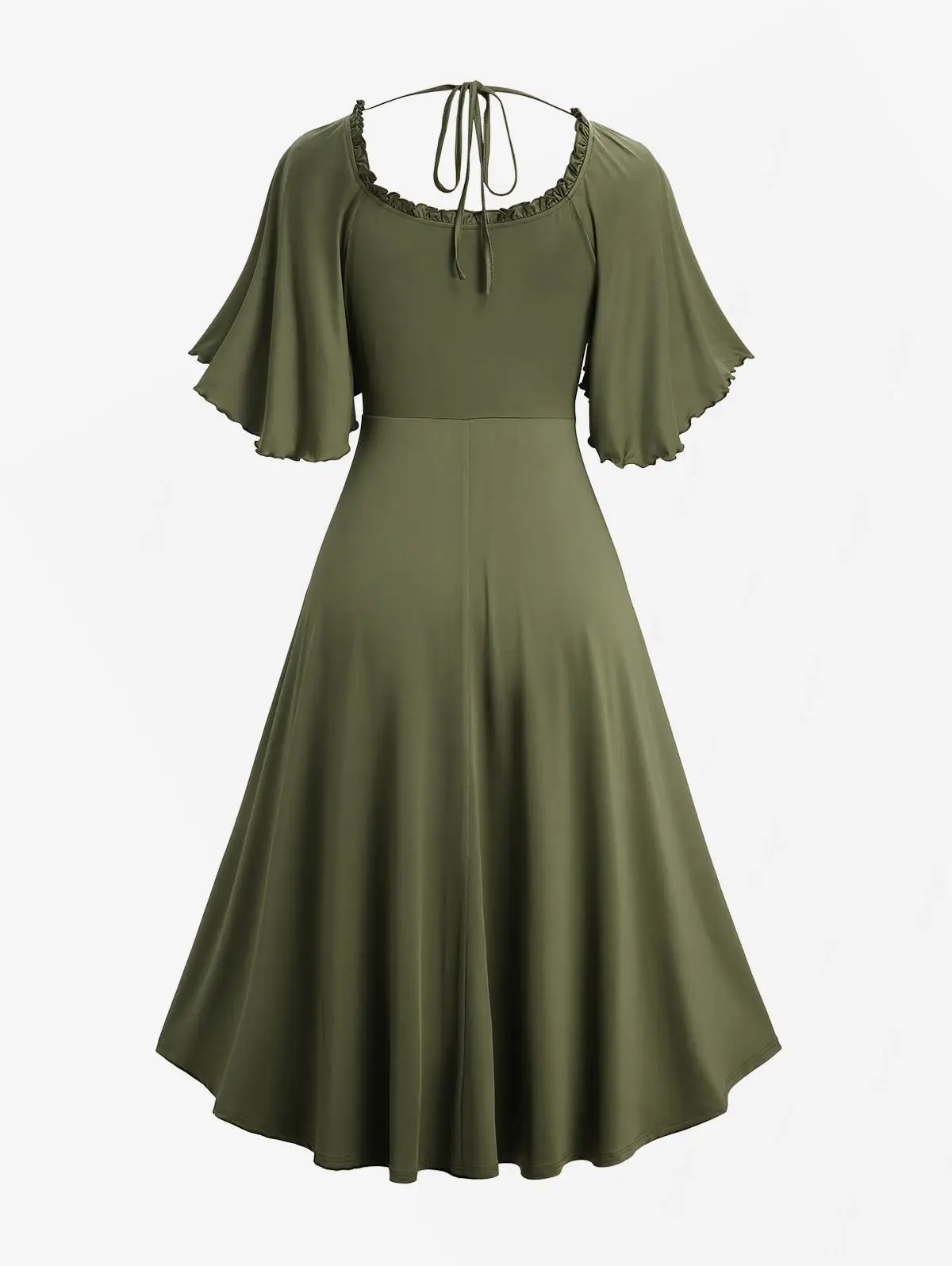 ROSEGAL Plus Size Women's Gothic Lace Panel Dresses, Ruched Velvet Party Dress, Puff Sleeves, Elegant, Cut Out Vestidos