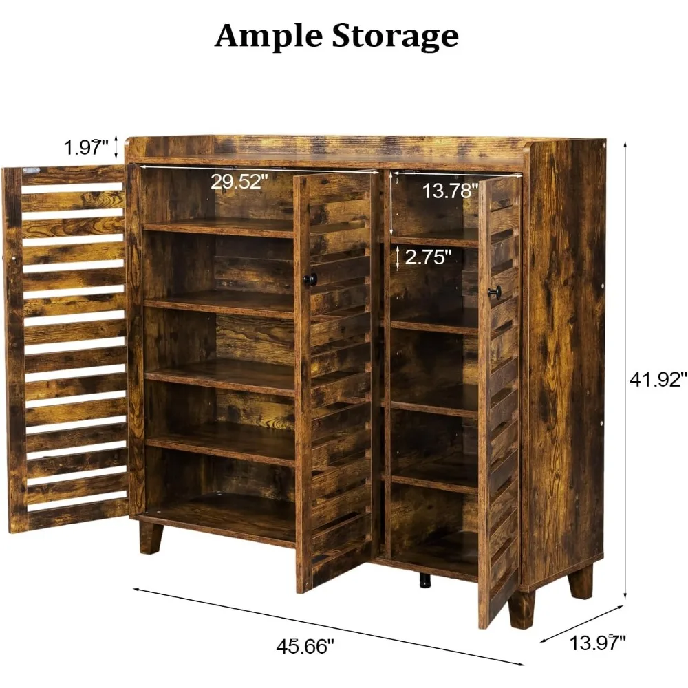 Large Shoe Cabinet with 3 Doors Applicable for Boots, 5-Tier Entryway Shoe Storage Cabinet, 30 Pairs Max Capacity Shoe