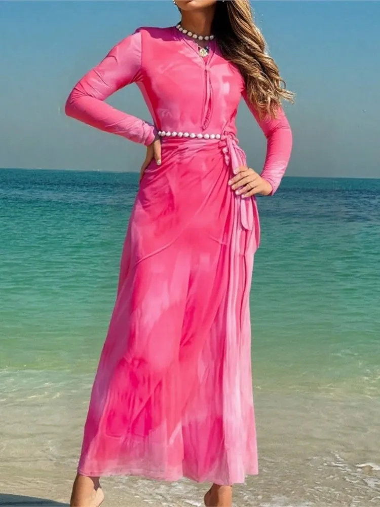 

Retro Bikini Printed Fashion Two Piece Swimsuit And Cover Up With Skirt Tight Women's Bandage Summer Beach Luxury Elegant