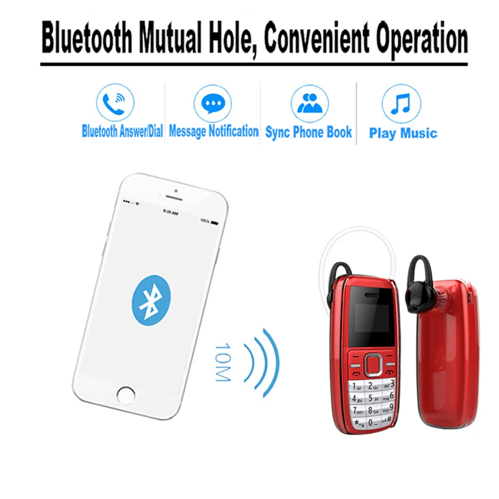 New Super Mini 0.66 Inch 2G Mobile Phone B200 Wireless Bluetooth Earphone hand free Headset Unlocked Cellphone Dual SIM Card
